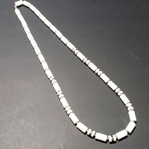 Vintage White and Gold Tone Tube Bead Necklace